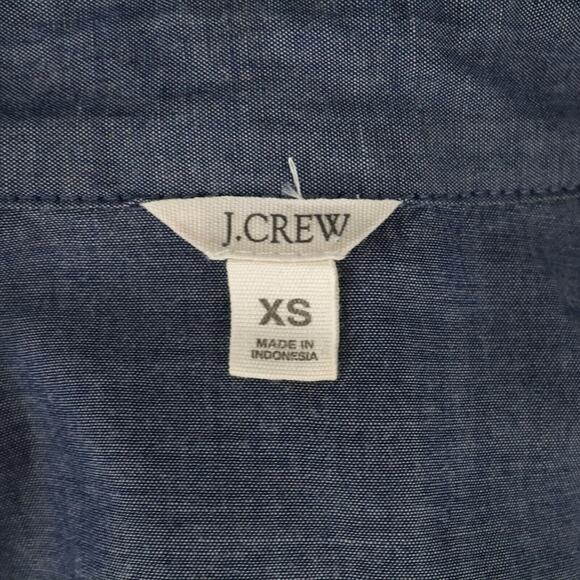J Crew Top Womens XS Blue Cotton Lightweight Henley Blouse Pullover Pocket - Picture 3 of 14